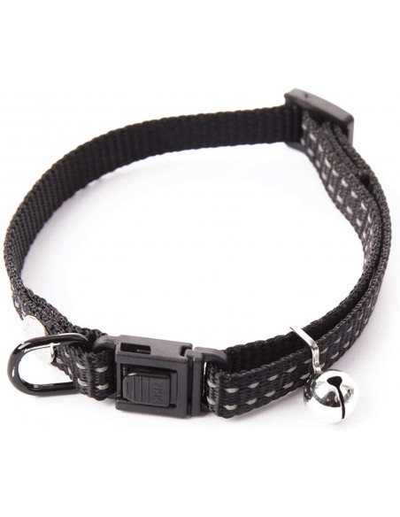 Collier réfléchissant Flash noir pour chat