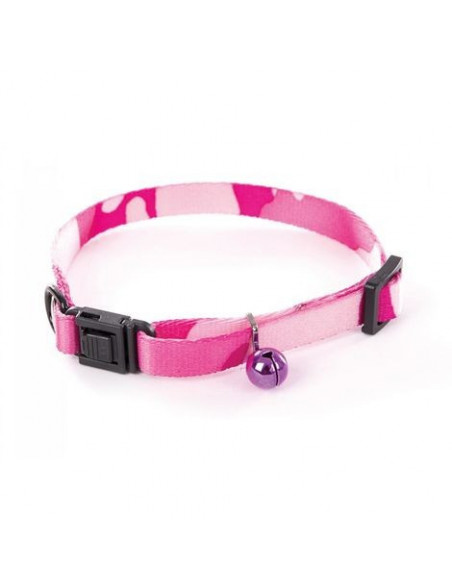 Collier Camouflage Rose pour Chat + sécurite anti-étranglement