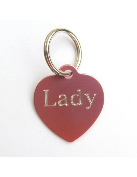 Médaille pour chat rose en forme de coeur taille moyenne Médaille pour chat rose en forme de coeur taille moyenne