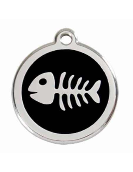 Médaille pour chat noire Red Dingo collection arête de poisson