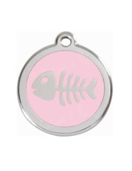 Médaille rose RED DINGO arête de poisson 20mm pour chat