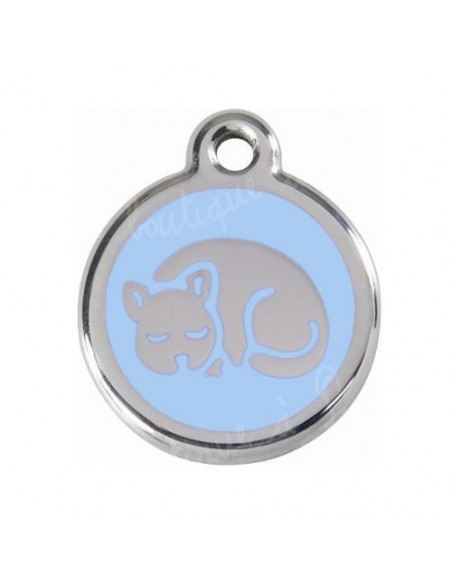 Médaille bleu clair avec chat qui dort