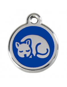 Médaille pour chat bleue marine avec chat qui dort