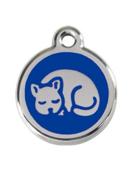 Médaille pour chat bleue marine avec chat qui dort Médaille pour chat bleue marine avec chat qui dort