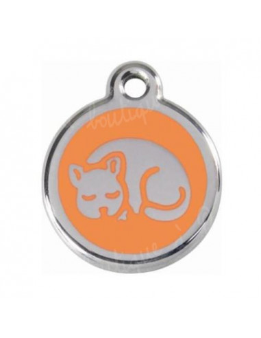 Médaille orange avec chat qui dort