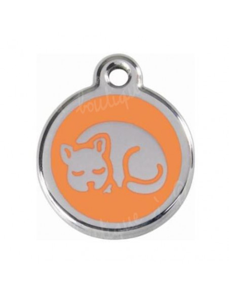 Médaille orange avec chat qui dort