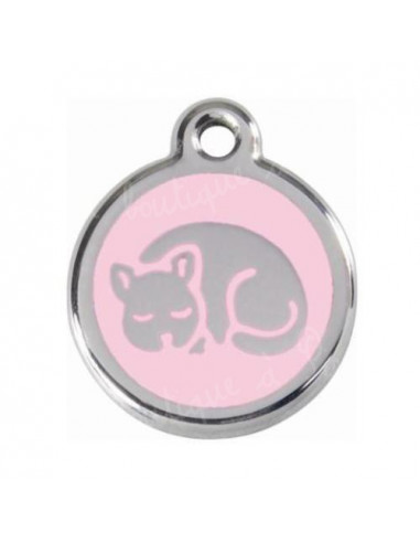 Médaille rose avec chat qui dort