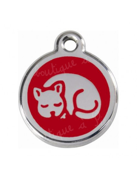 Médaille rouge avec chat qui dort