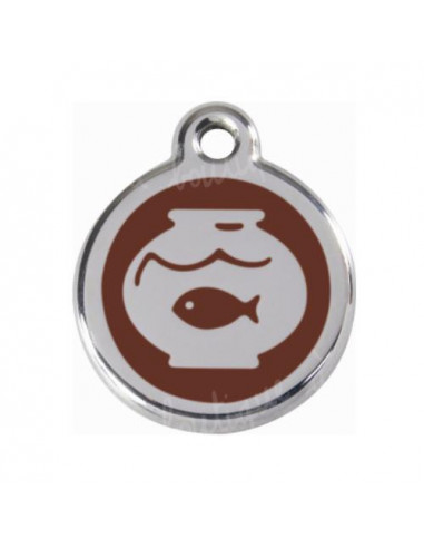 Médaille marron pour chat avec bocal à poisson