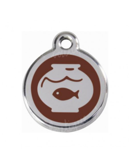 Médaille marron pour chat avec bocal à poisson