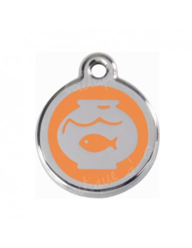 Médaille orange pour chat avec bocal à poisson