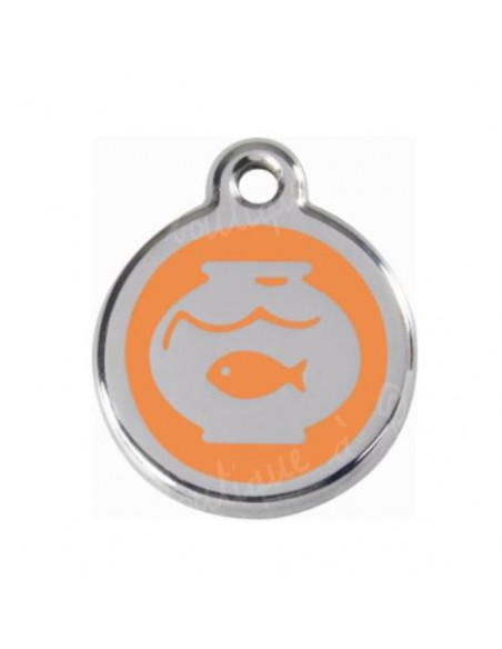 Médaille orange pour chat avec bocal à poisson
