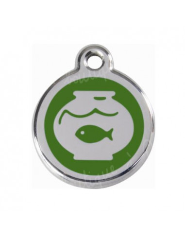Médaille verte Red Dingo pour chat motif bocal à poisson 2cm