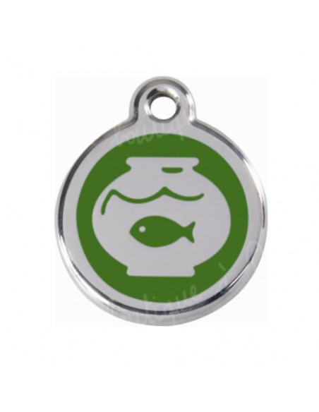 Médaille verte Red Dingo pour chat motif bocal à poisson 2cm