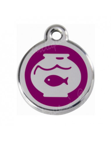Médaille violette pour chat forme aquarium