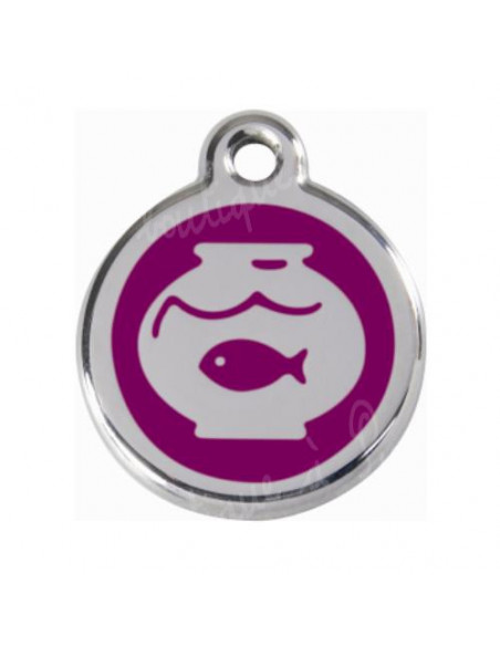 Médaille violette pour chat forme aquarium