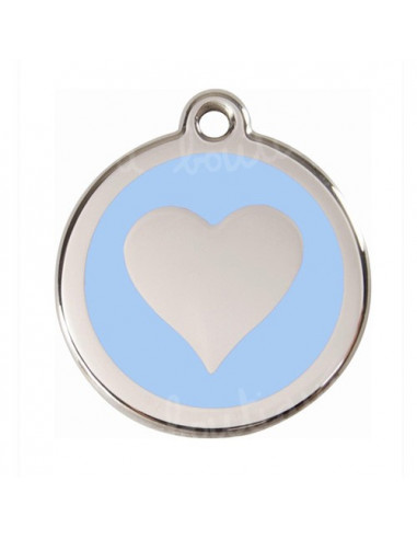 Médaille bleu clair pour chat avec coeur