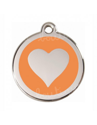 Médaille orange pour chat avec coeur