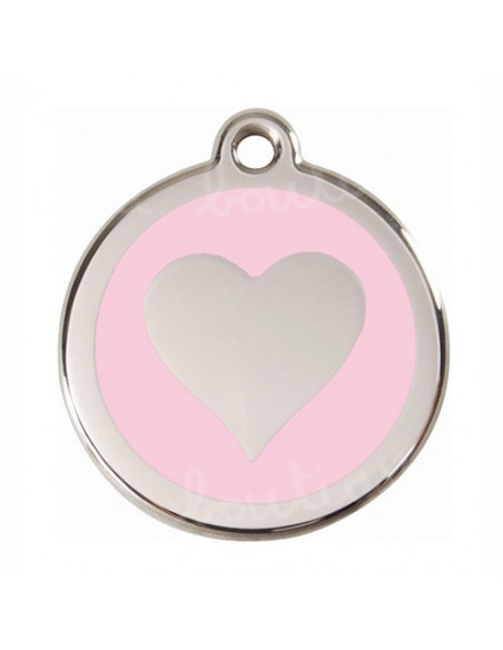 Médaille rose pour chat avec coeur