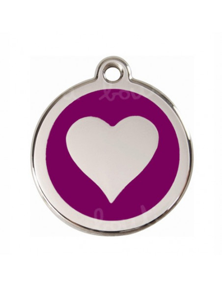 Médaille violette pour chat avec coeur