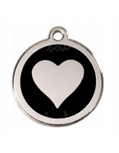 Médaille chat avec cœur sur fond noir
