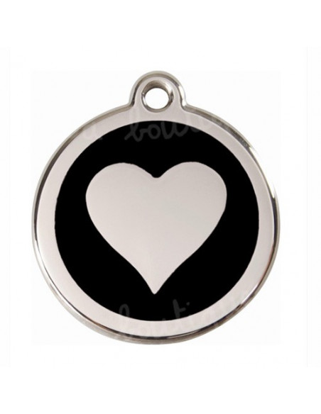 Médaille chat avec cœur sur fond noir