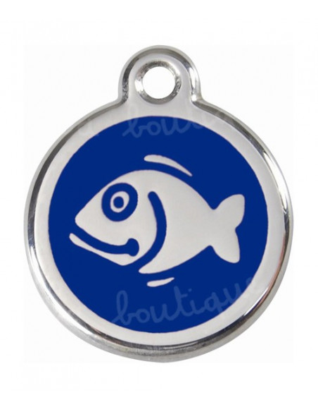 Médaille bleue pour chat avec poisson