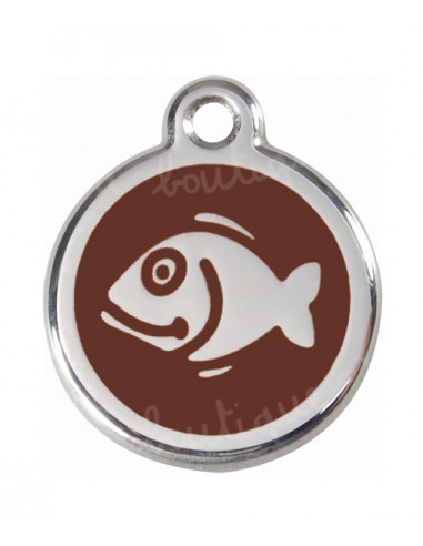 Médaille marron pour chat avec poisson