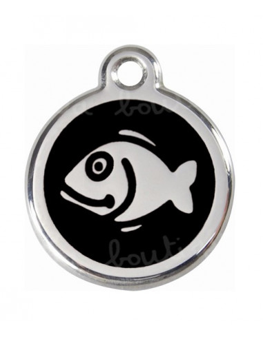 Médaille noire pour chat avec poisson