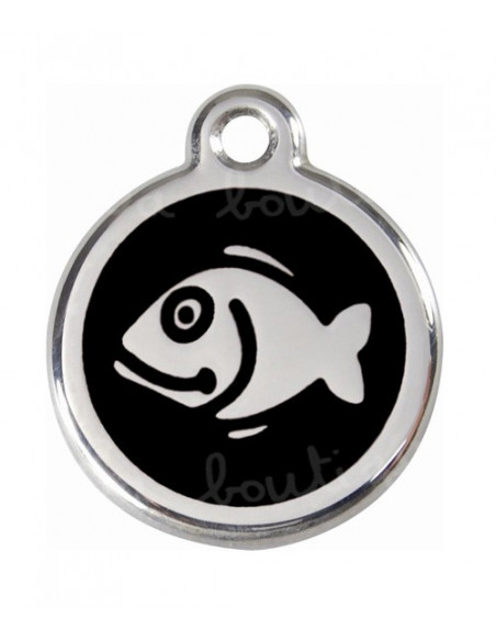 Médaille noire pour chat avec poisson