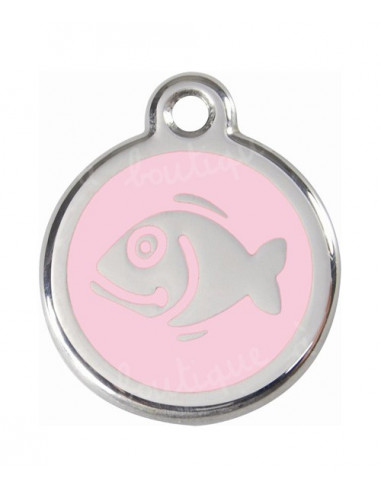 Médaille rose pour chat avec poisson