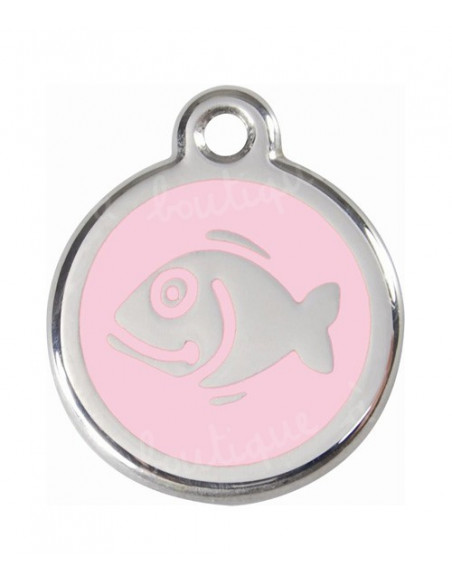 Médaille rose pour chat avec poisson