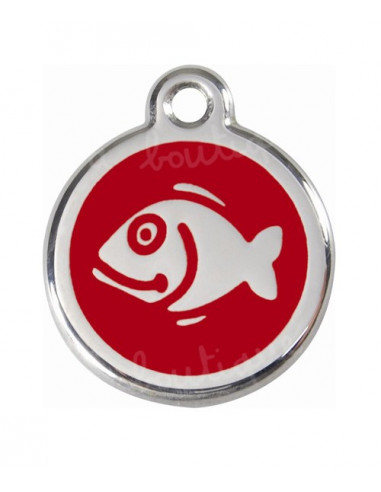 Médaille rouge pour chat avec poisson