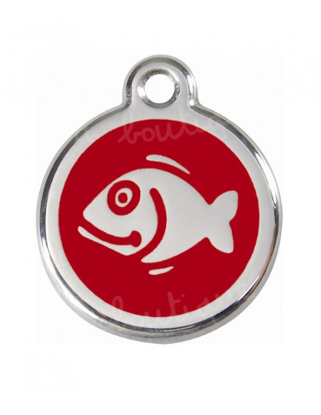 Médaille rouge pour chat avec poisson