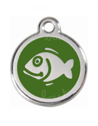 Médaille verte pour chat avec poisson