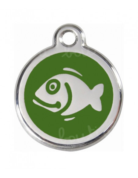 Médaille verte pour chat avec poisson