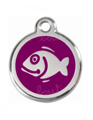 Médaille violette pour chat avec poisson