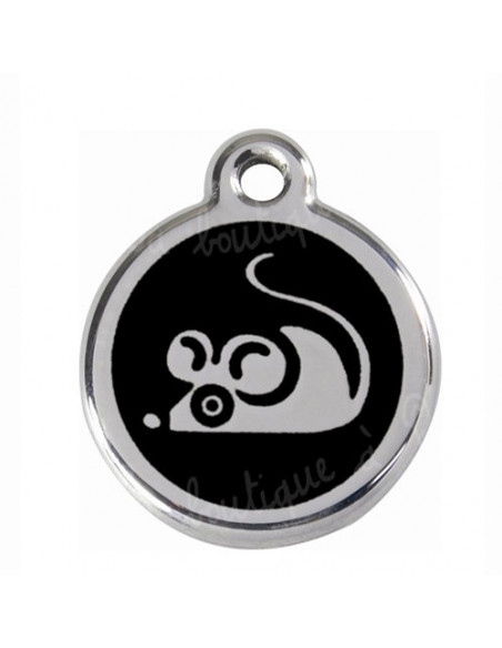 Médaille noire pour chat avec souris