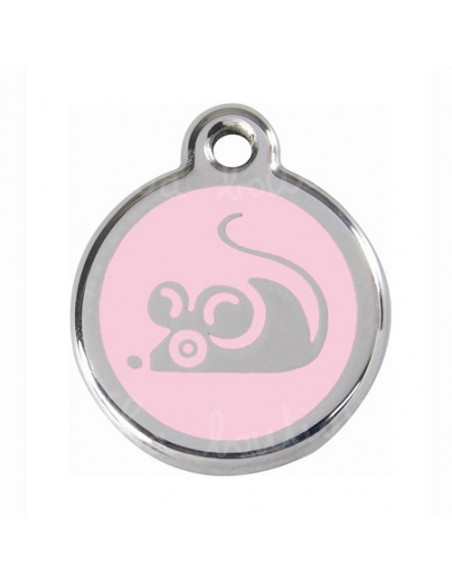 Médaille rose pour chat avec souris