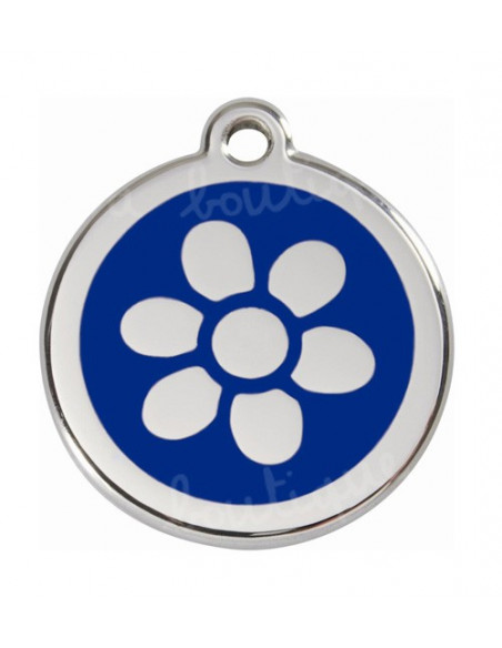 Médaille bleue pour chat avec fleur