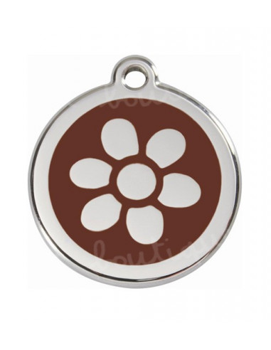 Médaille marron pour chat avec fleur