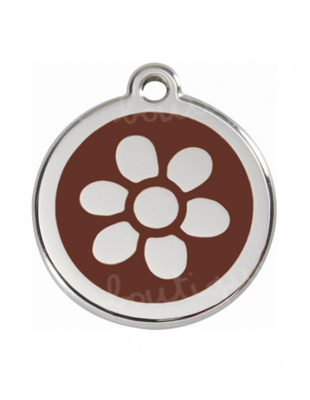 Médaille marron pour chat avec fleur