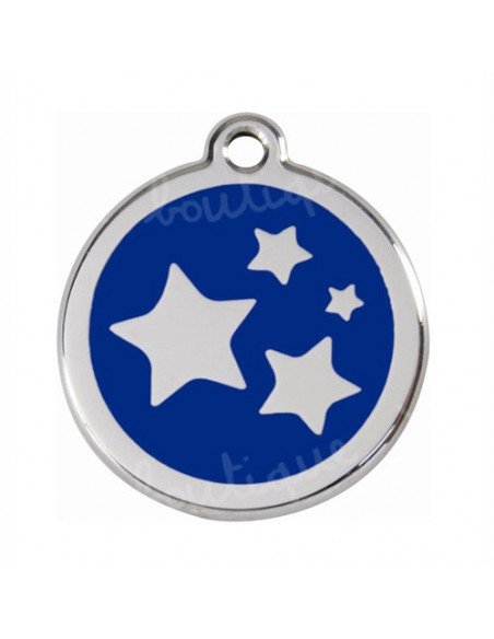 Médaille bleu foncé pour chat avec étoiles