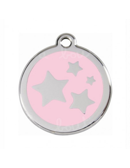 Médaille rose pour chat avec étoiles