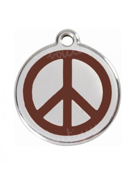 Médaille pour chat avec symbole peace and love marron