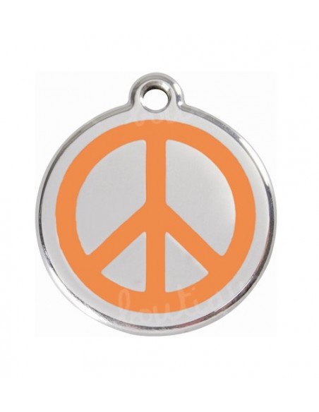 Médaille Red Dingo pour chat avec symbole peace and love orange 2cm