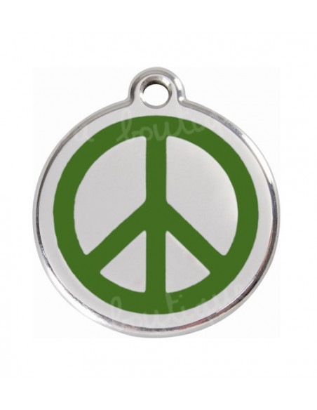 Médaille pour chat avec symbole peace and love vert