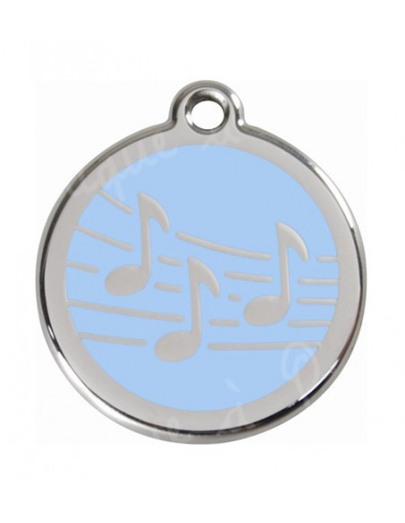 Médaille bleu clair pour chat avec notes de musique