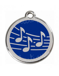Médaille bleue pour chat avec notes de musique