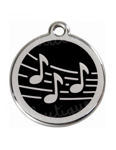 Médaille noire pour chat avec Collection notes de musique